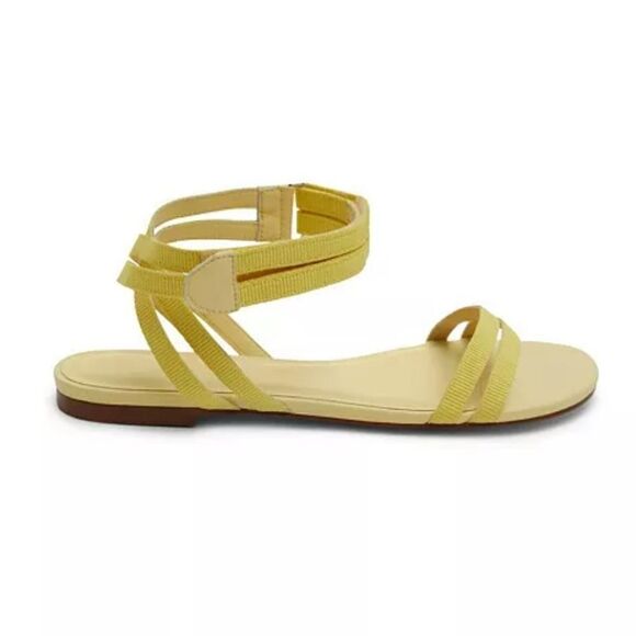 New REBECCA ALLEN The Women's Flat Two Strap Sandal light yellow strappy size 8 - Picture 2 of 4